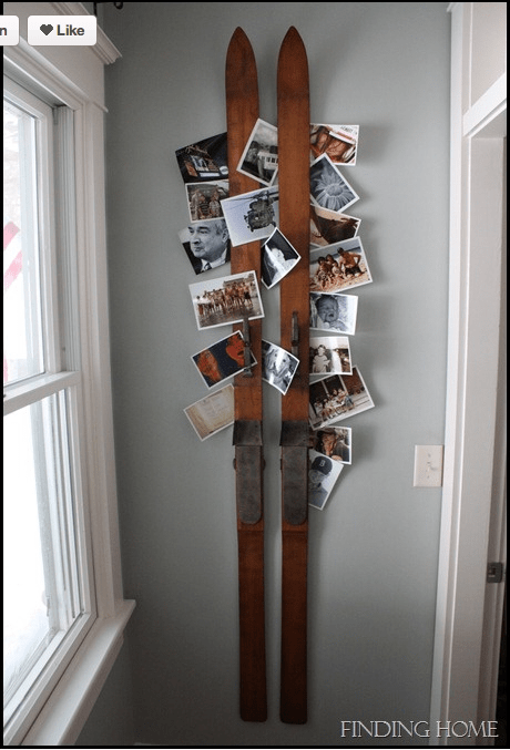 19 Winter Home Decorations Re-purposing Sleighs, Skis & Snowboards