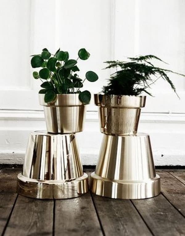 1 Spray Paint Your Terracotta Pots Metallic Colors to Get an Expensive Look