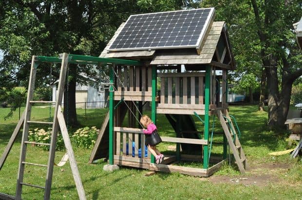 tHE SOLAR SWING SET and playhouse