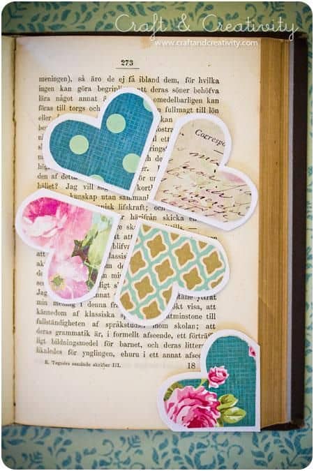 PAPER MADE HEART SHAPED BOOKMARK