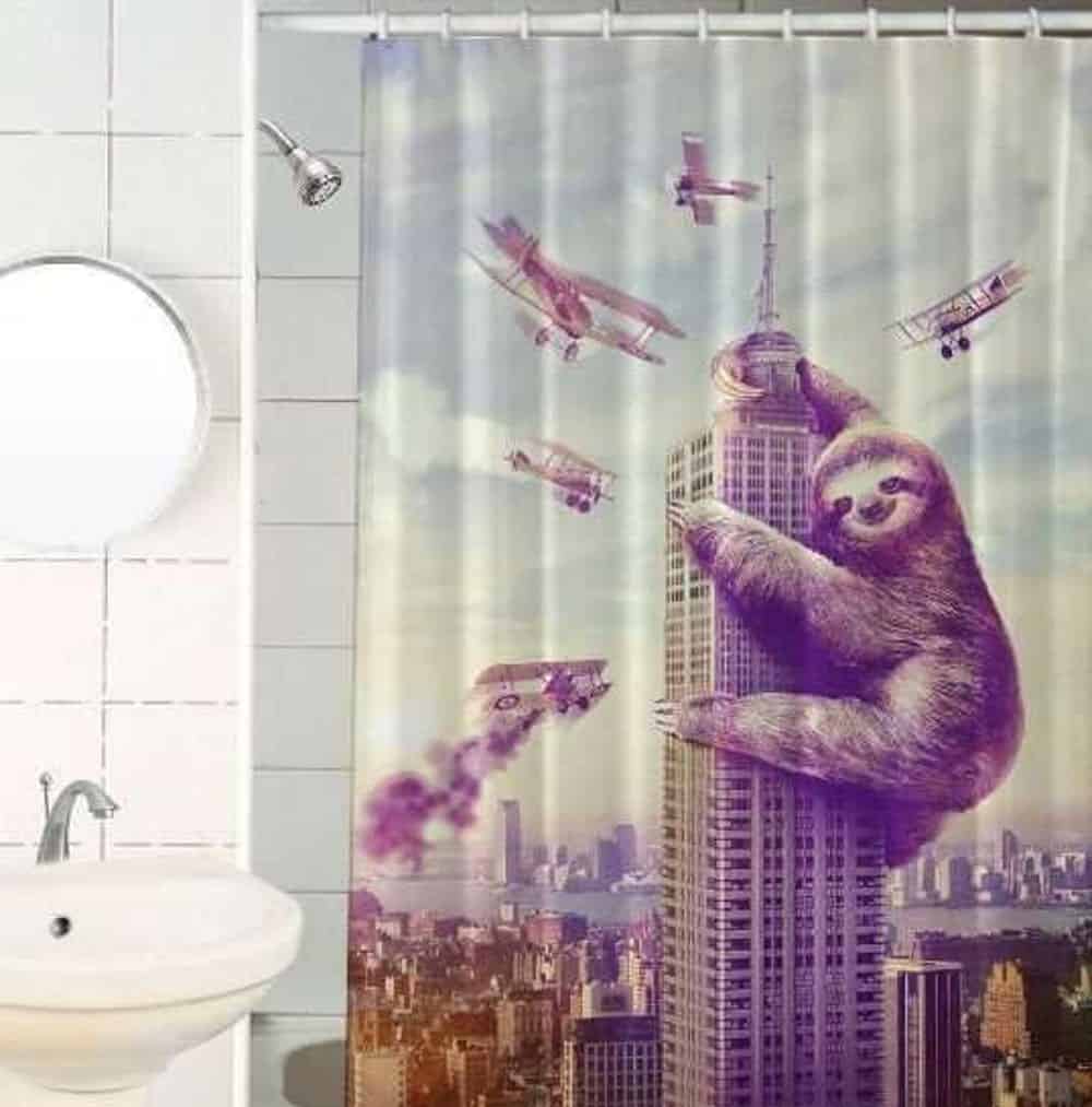 KING KONG THEMED SLOTH SHOWER CURTAIN