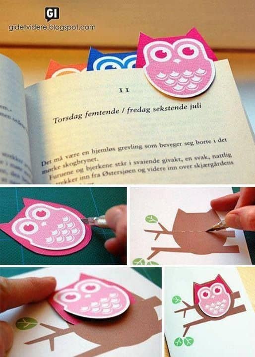 OWL BOOKMARKS MADE WITH CARDBOARD