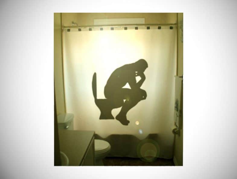 THE THINKER FUNNY SHOWER CURTAIN