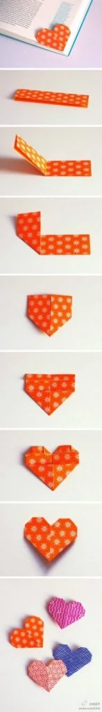 HEART-SHAPED BOOKMARK IN ORIGAMI FOLD