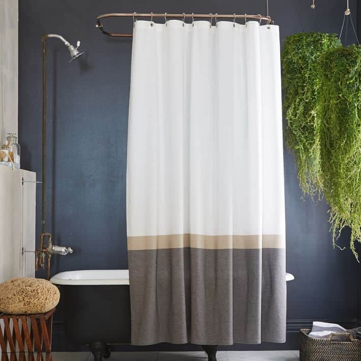 SLATE HORIZON STRIPED SHOWER CURTAIN