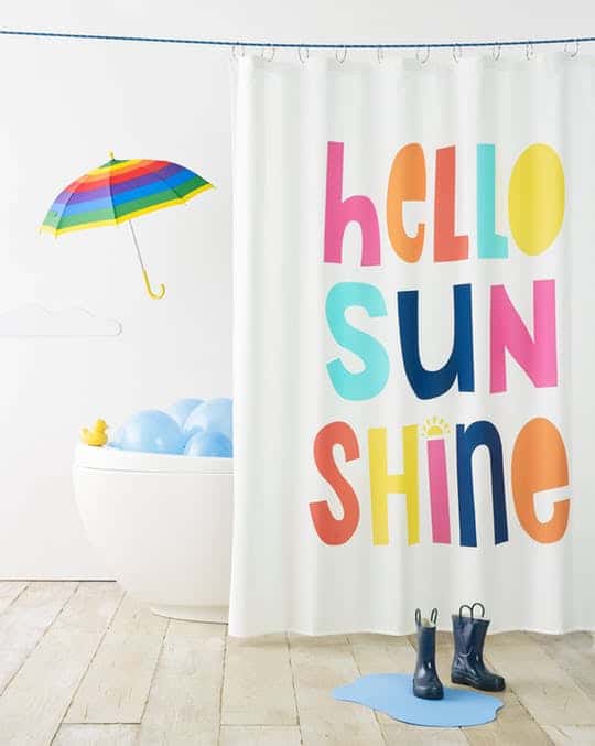 HELLO SUNSHINE SHOWER CURTAIN WHITE