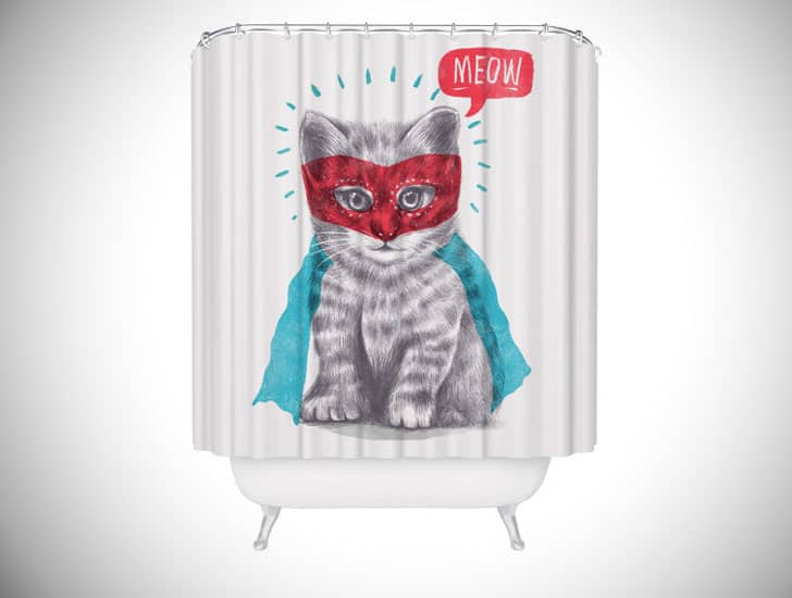 SUPERHERO CAT LOVER SHOWER CURTAIN