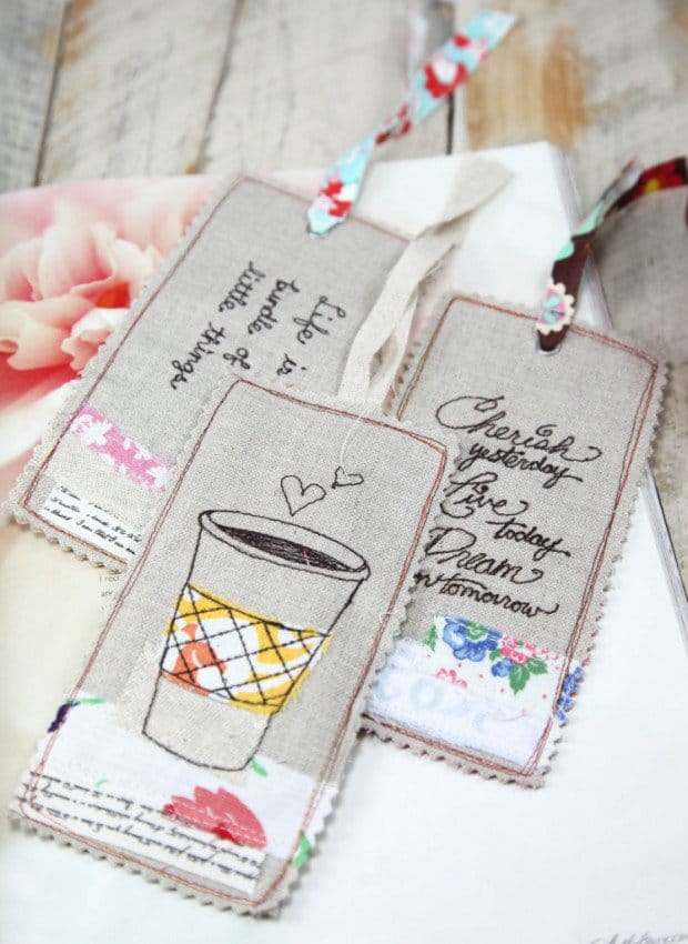 EMBROIDERED BOOKMARKS MADE WITH LINEN