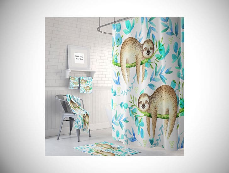 LAZY SLOTH SHOWER CURTAIN