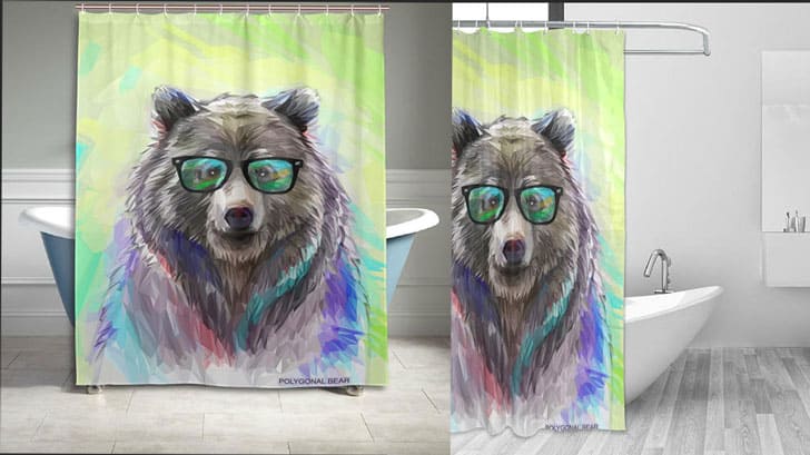 POLYGON FASHION BEAR SHOWER CURTAIN