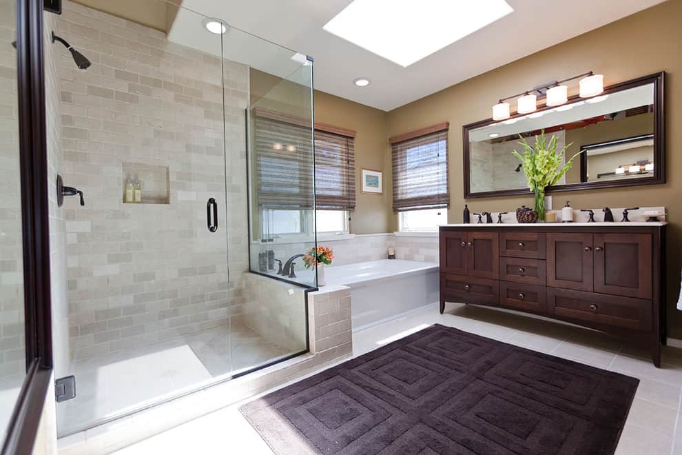 industrial vanity light Bathroom Rustic with double sink bathroom mirror 19