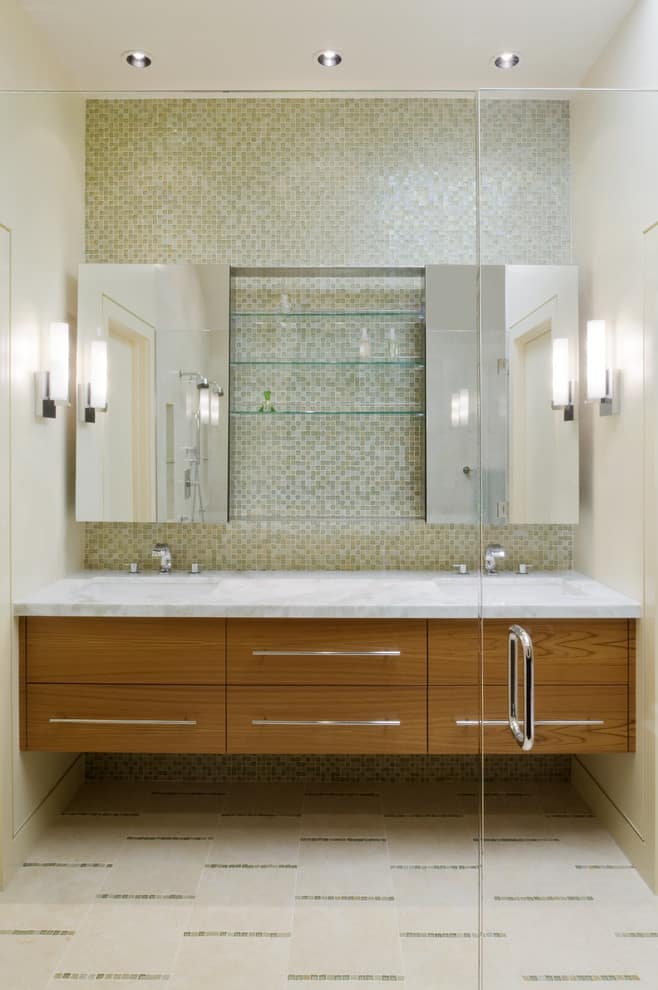 medicine cabinet mirror Bathroom Contemporary with ceiling lighting double sinks