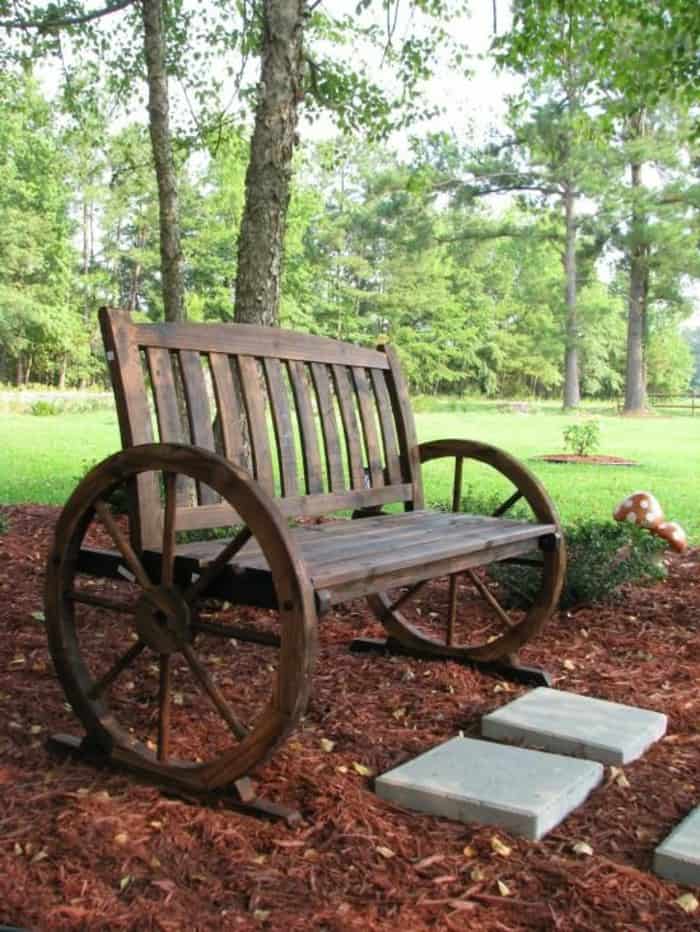 rustic garden furniture garden design idea garden bench wheels