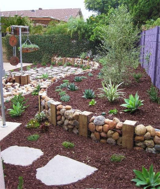 13. Use Gabions With Rock and Wood