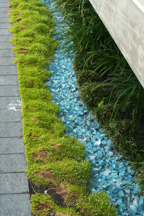 55. Create a Blue Colored Glass Garden Edge