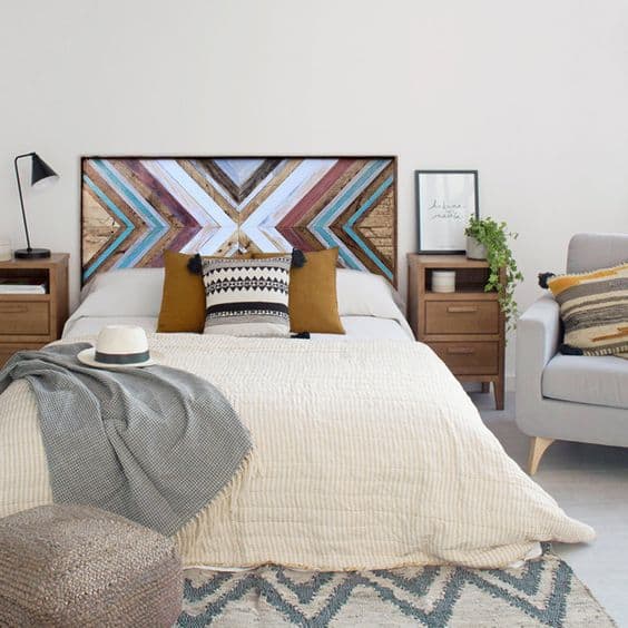 Geometric Wood Headboard