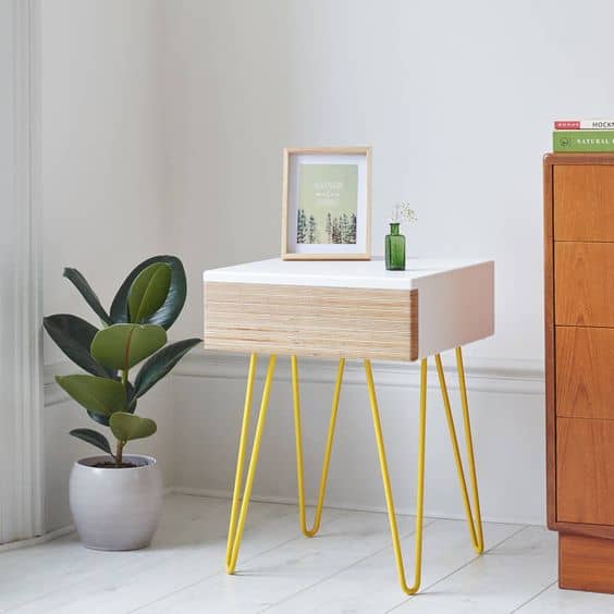 Hairpin Legs Nightstand yellow legs