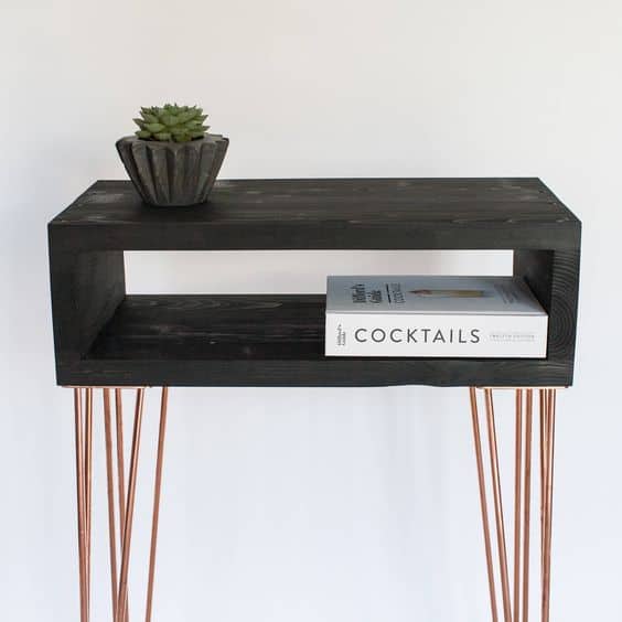 copper and black top sidetable