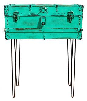 hand luggage side table with hairpin legs