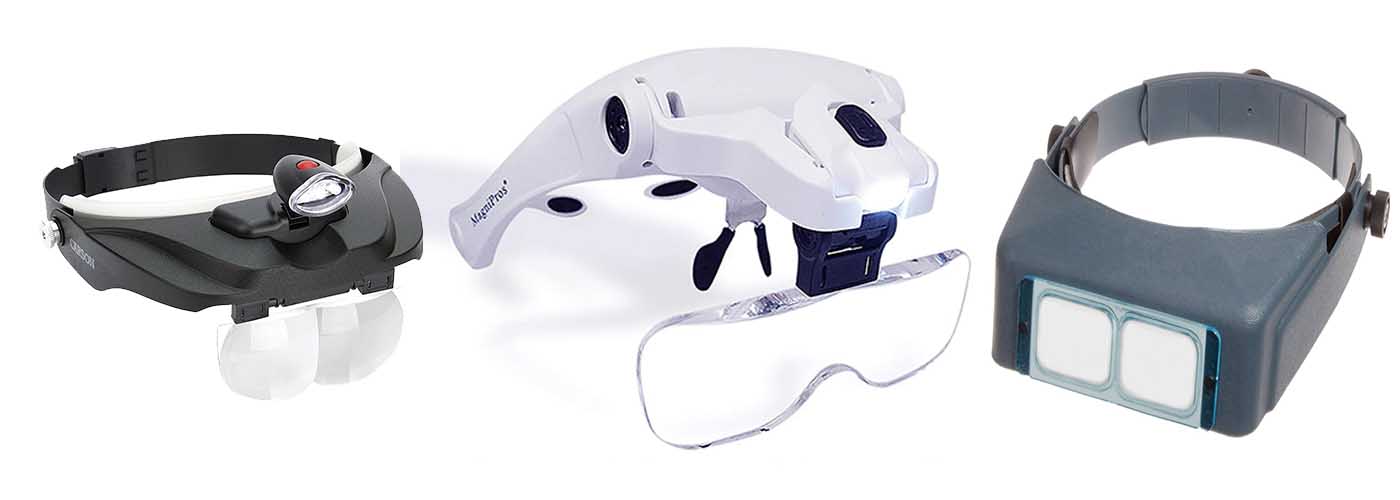 MagnifyLabs Headband Magnifier Headset - Magnifying Visor with 4 Real Glass Optical Lens Plates (1.5x, 2X, 2.5x, 3.5x)