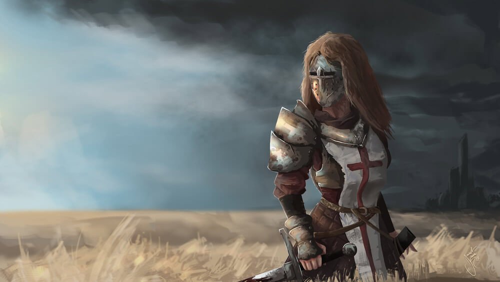 Female Knight In Field