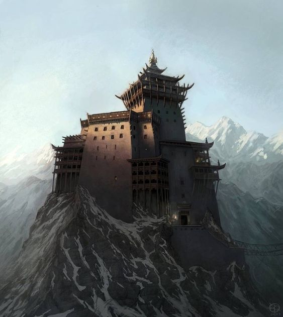 asian castle on top of a mountain
