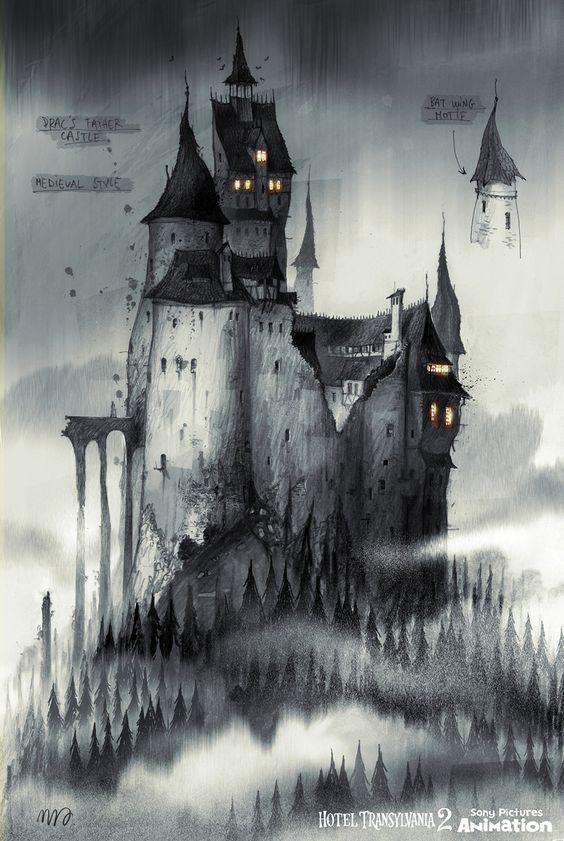 grim castle mysterious concept art