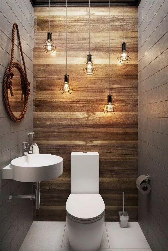 61. Gray Borders Wooden Wall Bathroom Accent