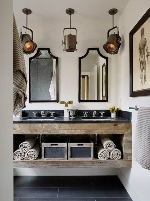 32. Copper, Wood and Black Marble Bathroom