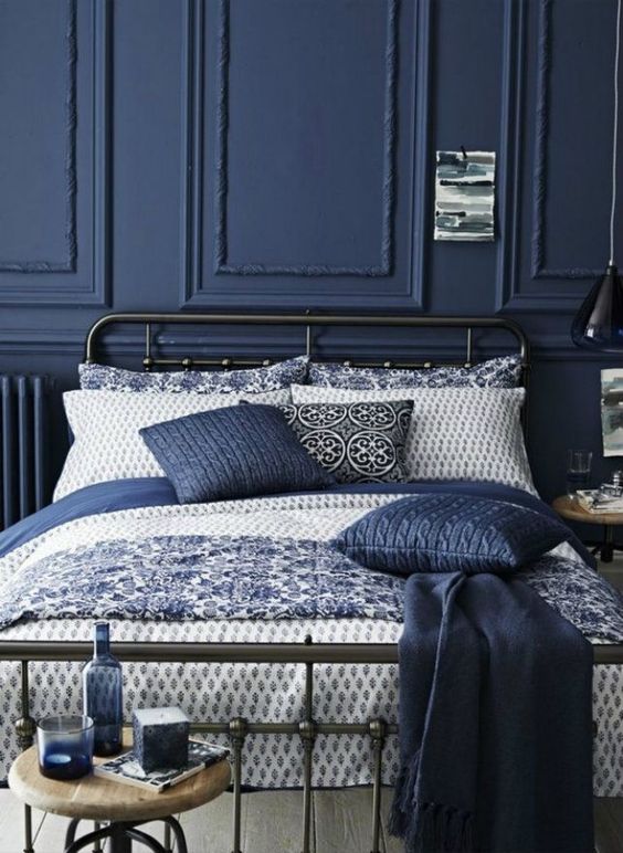 12. Navy Blue Interior With Intricate Patterns