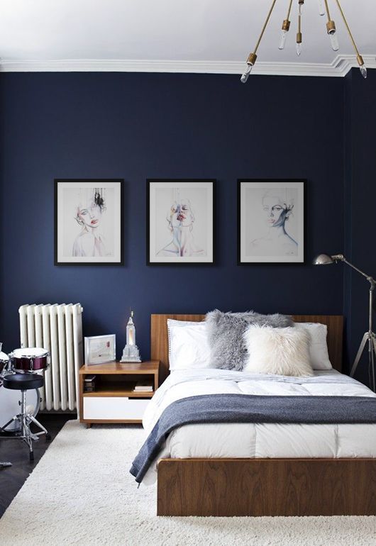 11. Modern Navy Blue Bedroom Design