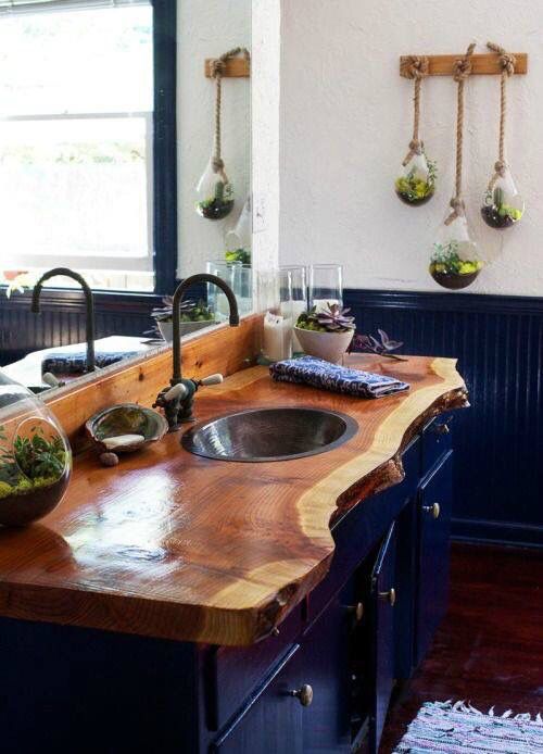 11. Living Edge Wood Nestling Metal Sink
