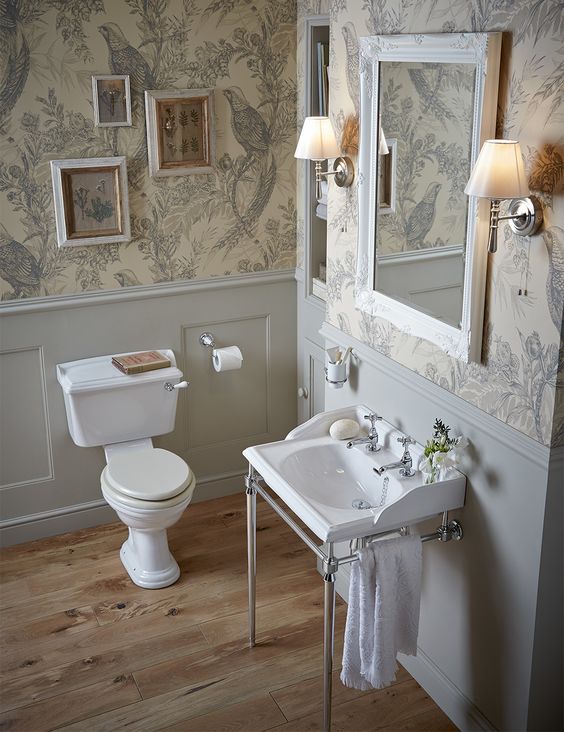 6. Elegance and Wooden Floored Bathroom