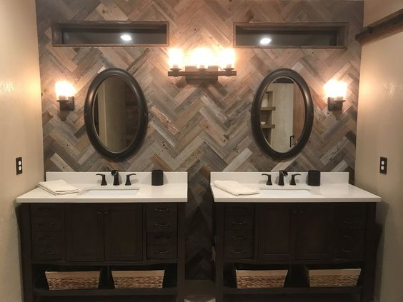 54. Herringbone Patterned Bathroom Wall