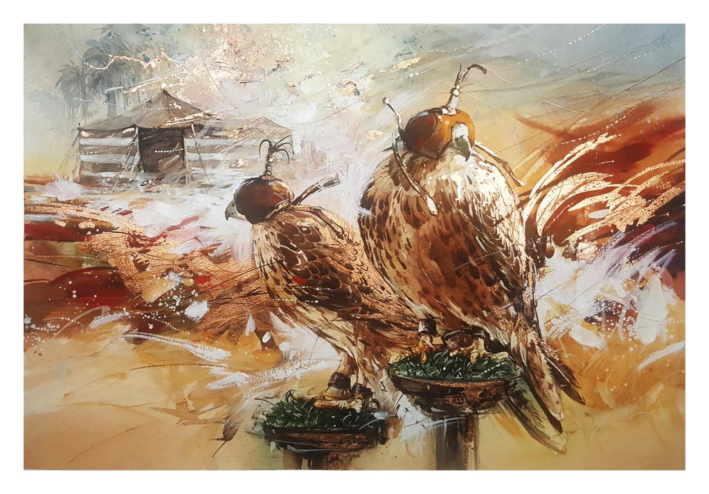 peregrine falcons watercolor painting by abstractmusiq dbq2bxr fullview