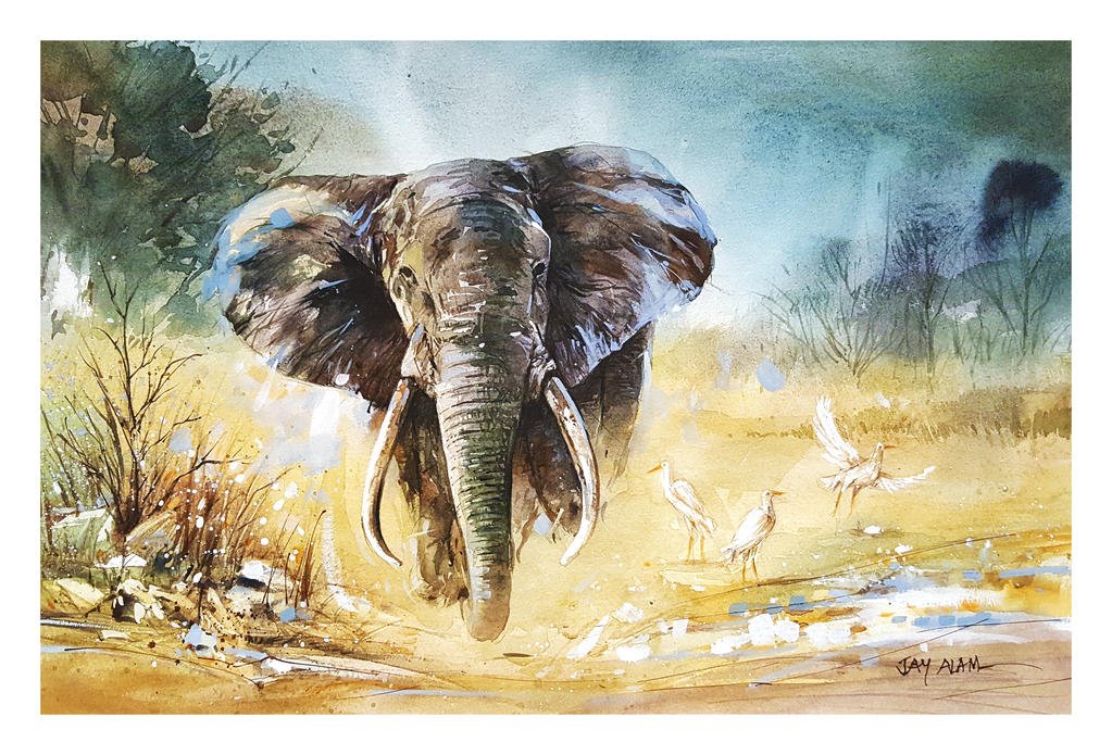 watercolor painting elephant by abstractmusiq dbnr6px fullview