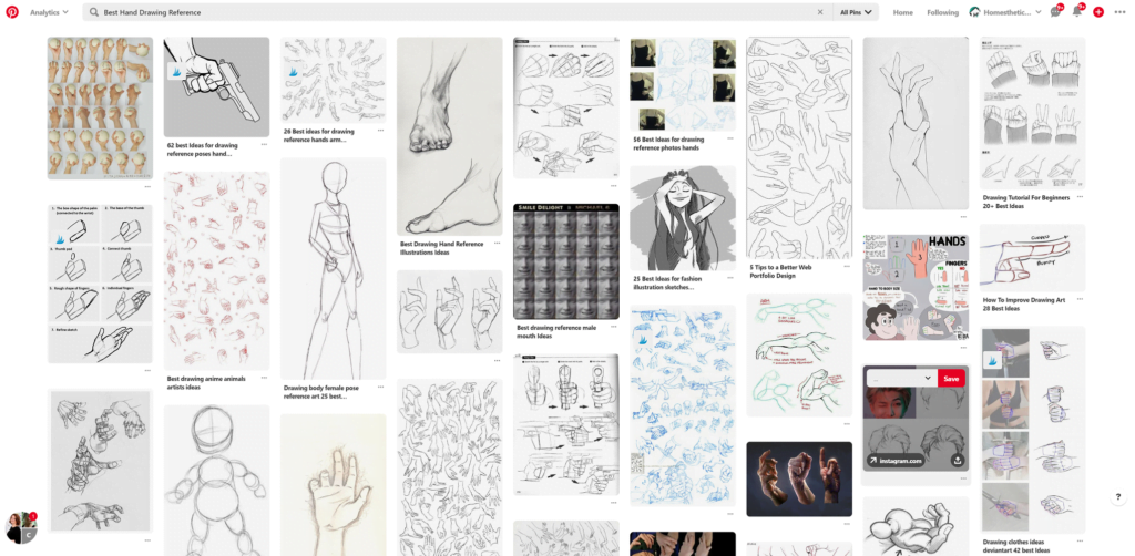 pinterest website hands drawing reference