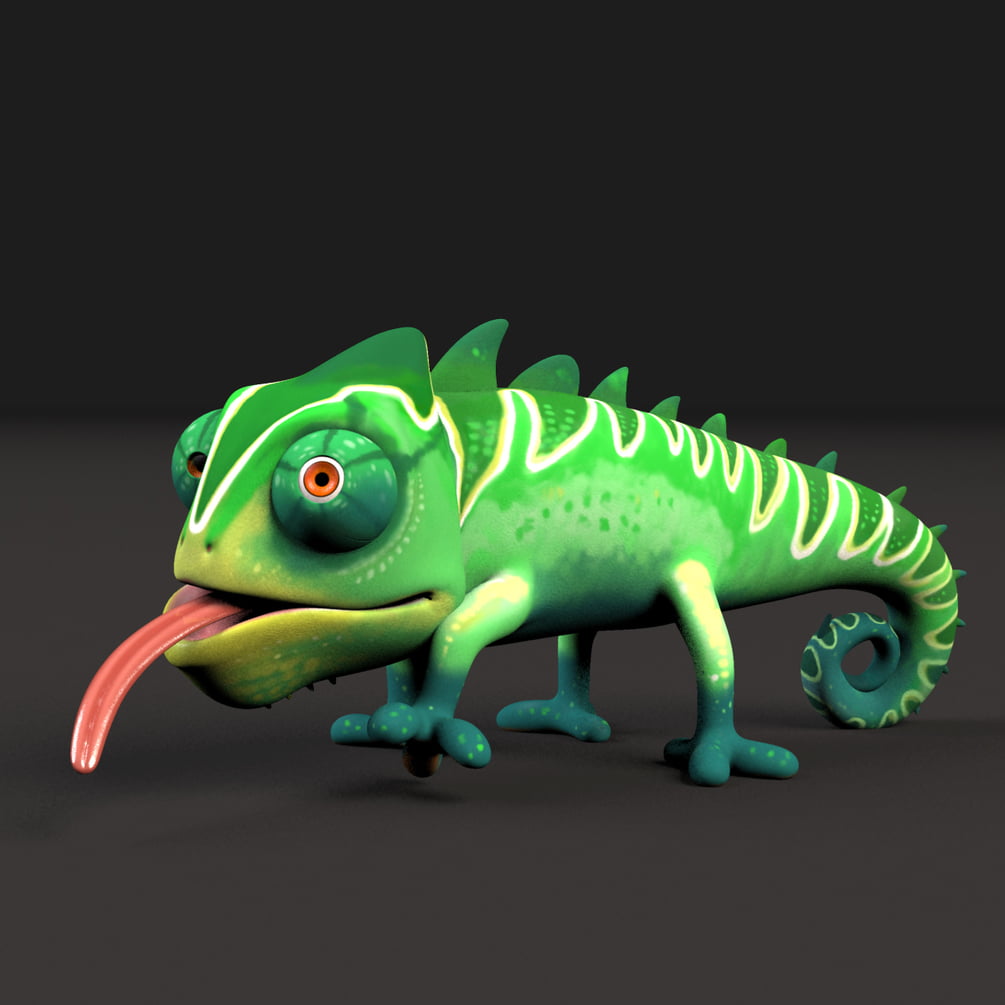 Cartoon Chameleon rig for maya