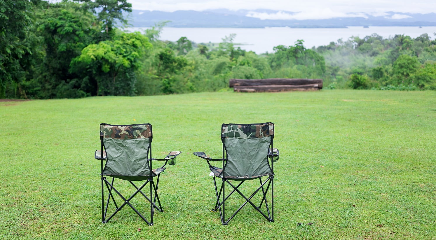 two empty folding chairs for Outdoor Camping