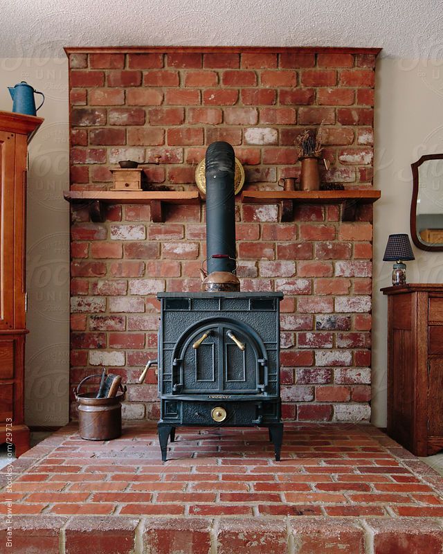 Brick with Wood Fireplace