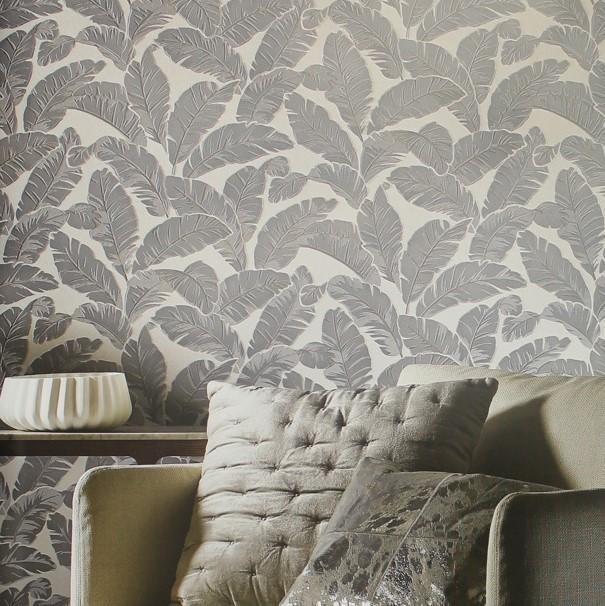 arthouse wallpapers sophie conran blue grey leaf flock wallpaper 5415944814635