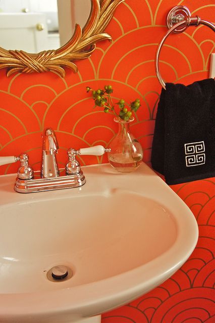 Orange And Black Gold bathroom