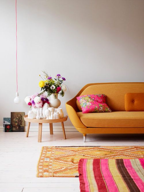 living room pink and orange