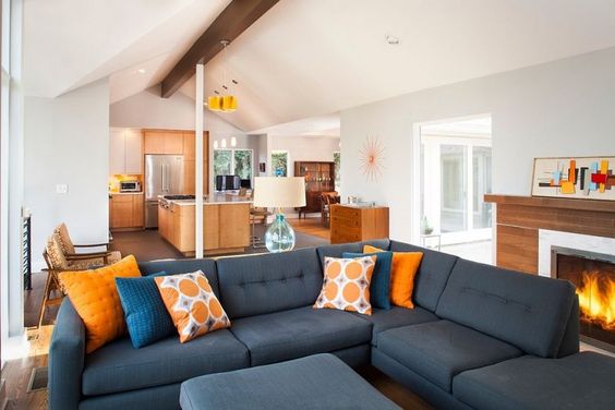 orange and gray living room