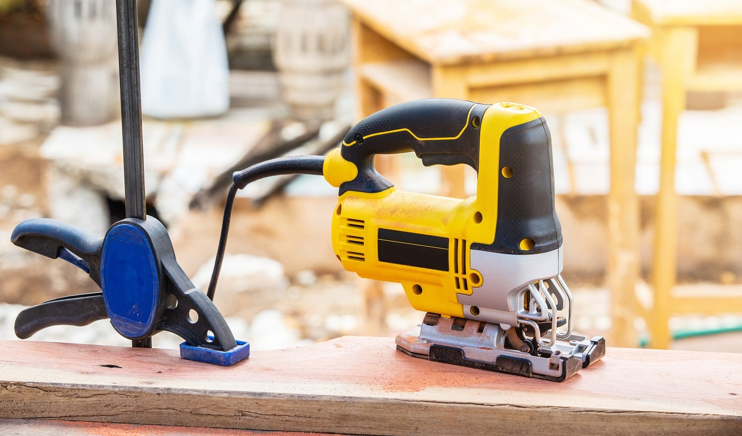 The yellow jigsaw for wood working.