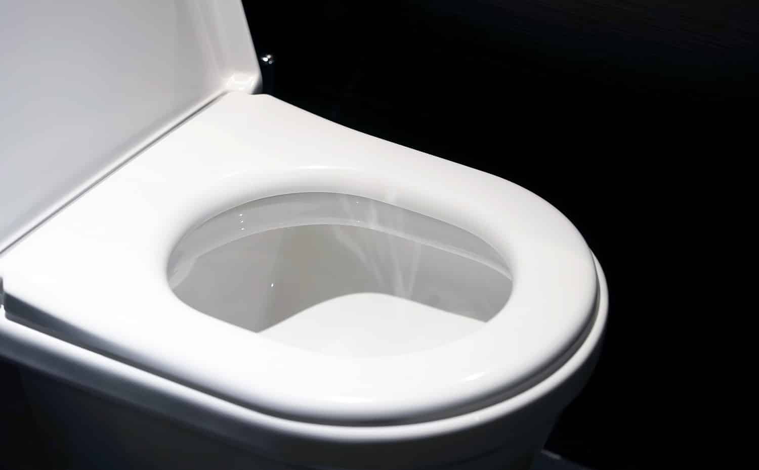 Close-up of toilet bowl. White toilet in the bathroom