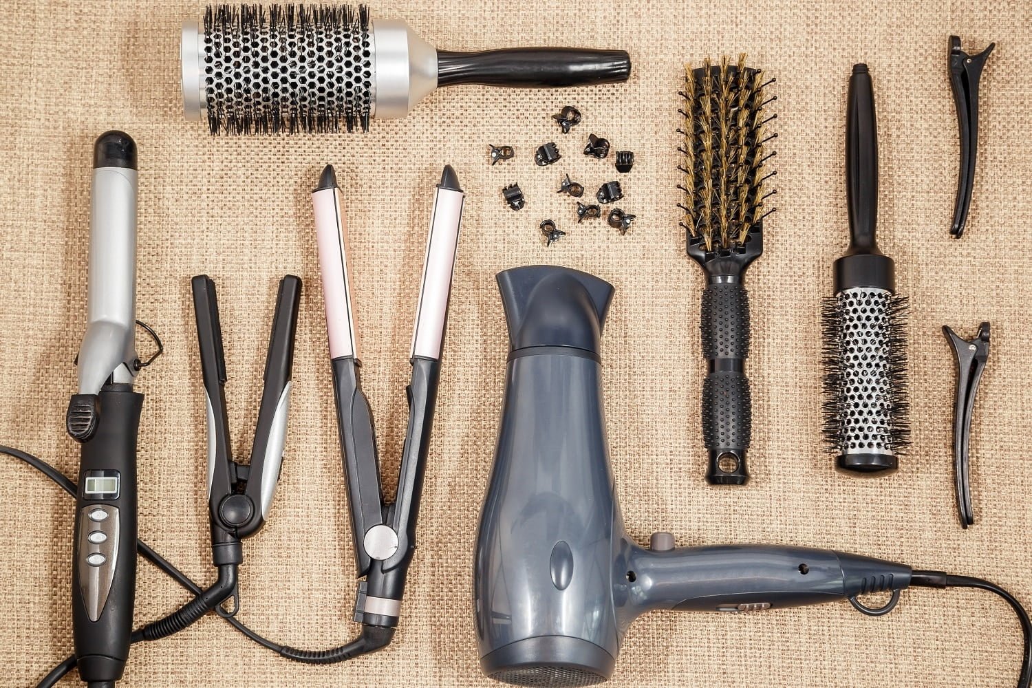 Professional equipment hairdressing - beauty salon and a hairdresser top view.