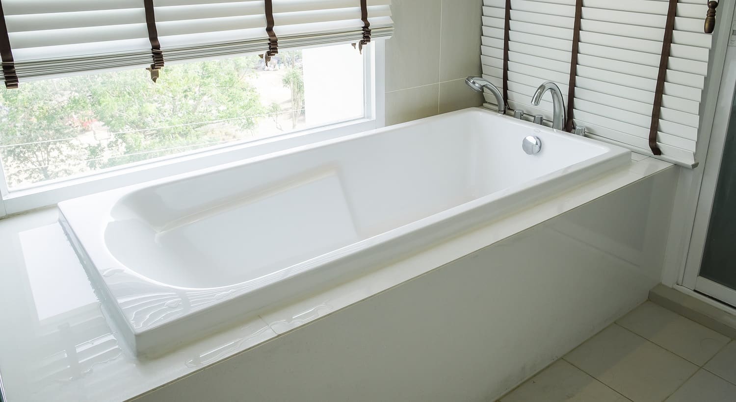 Bathtub white ceramic interior luxury in bathroom