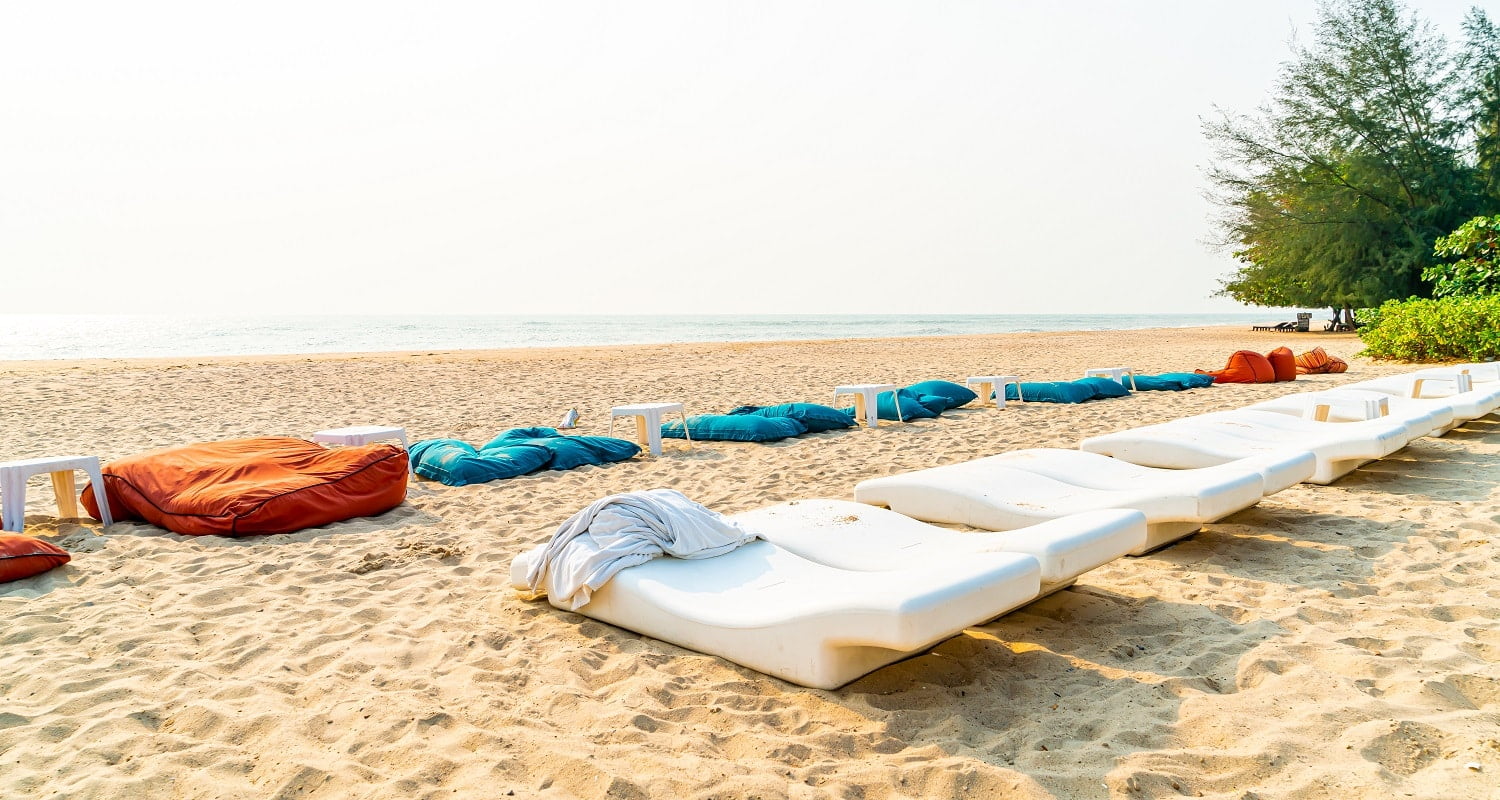 beach bean bag with ocean sea background