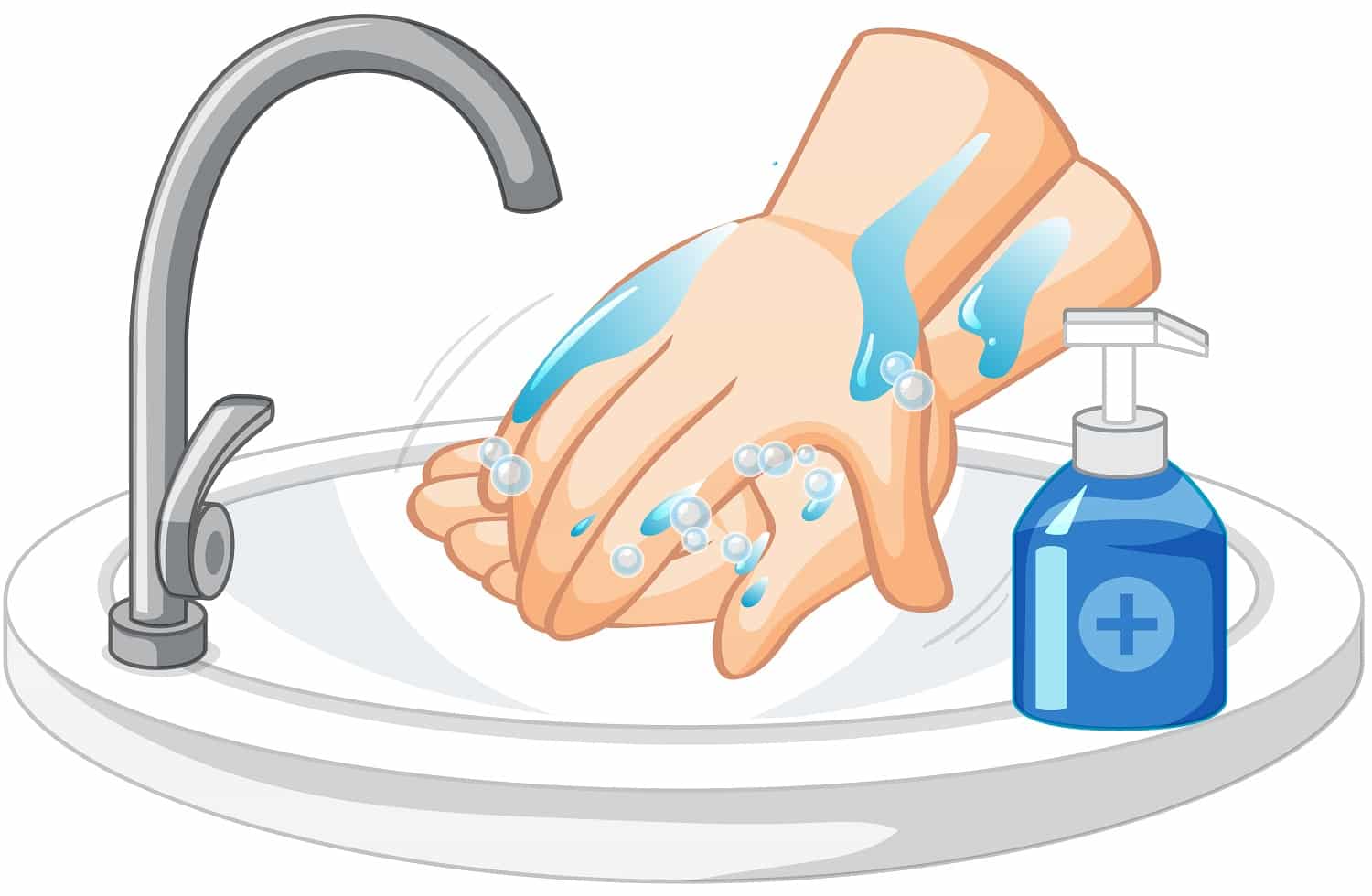 Hand cleaning on white background illustration
